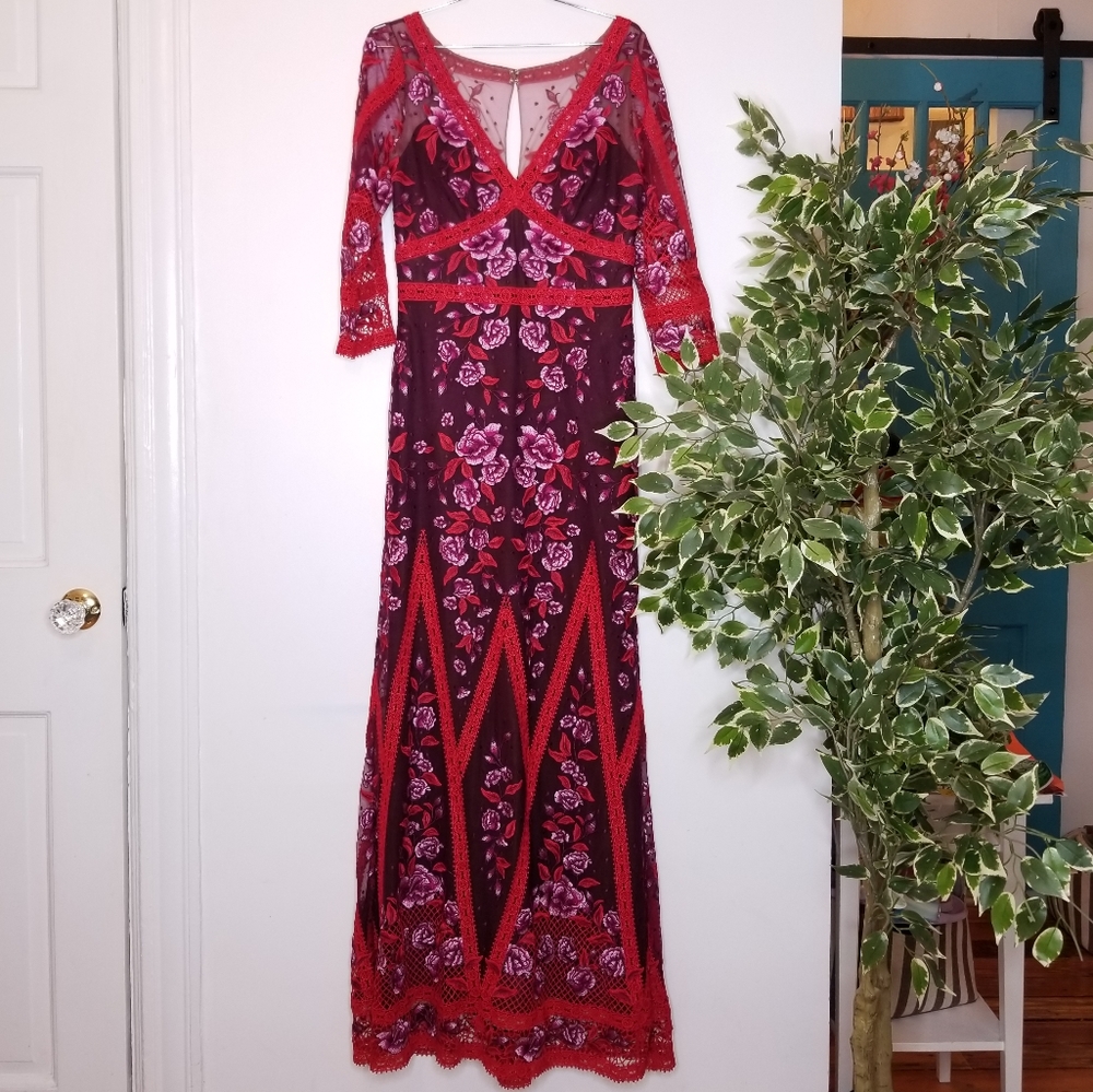 Marchesa Notte Crimson Red Gown - Picture 3 of 8